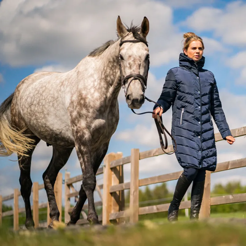 Coldstream Kimmerston Long Quilted Coat in Navy-5